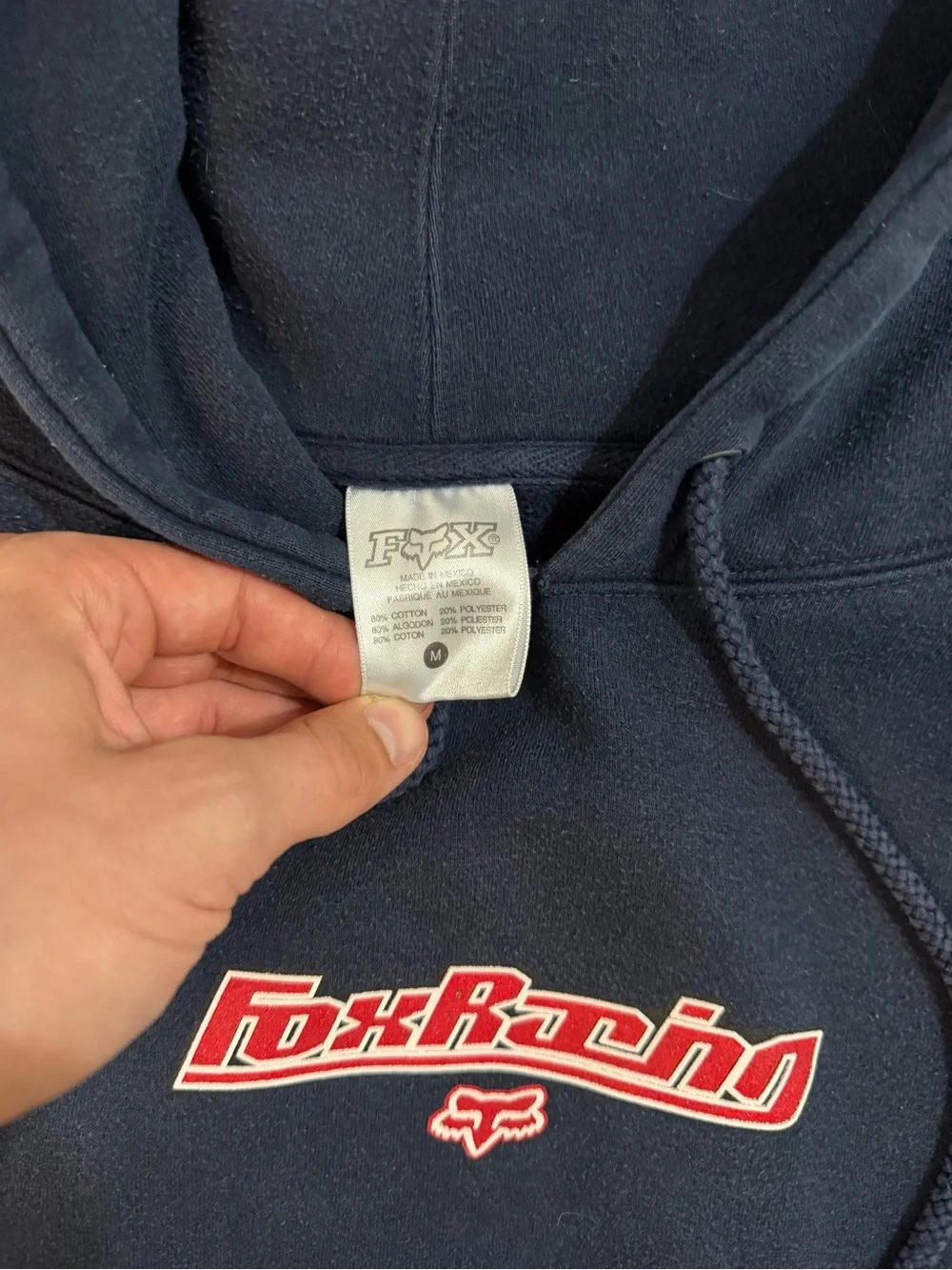 2000s fox racing grail quad hit navy hoodie size M - Picture 3 of 5